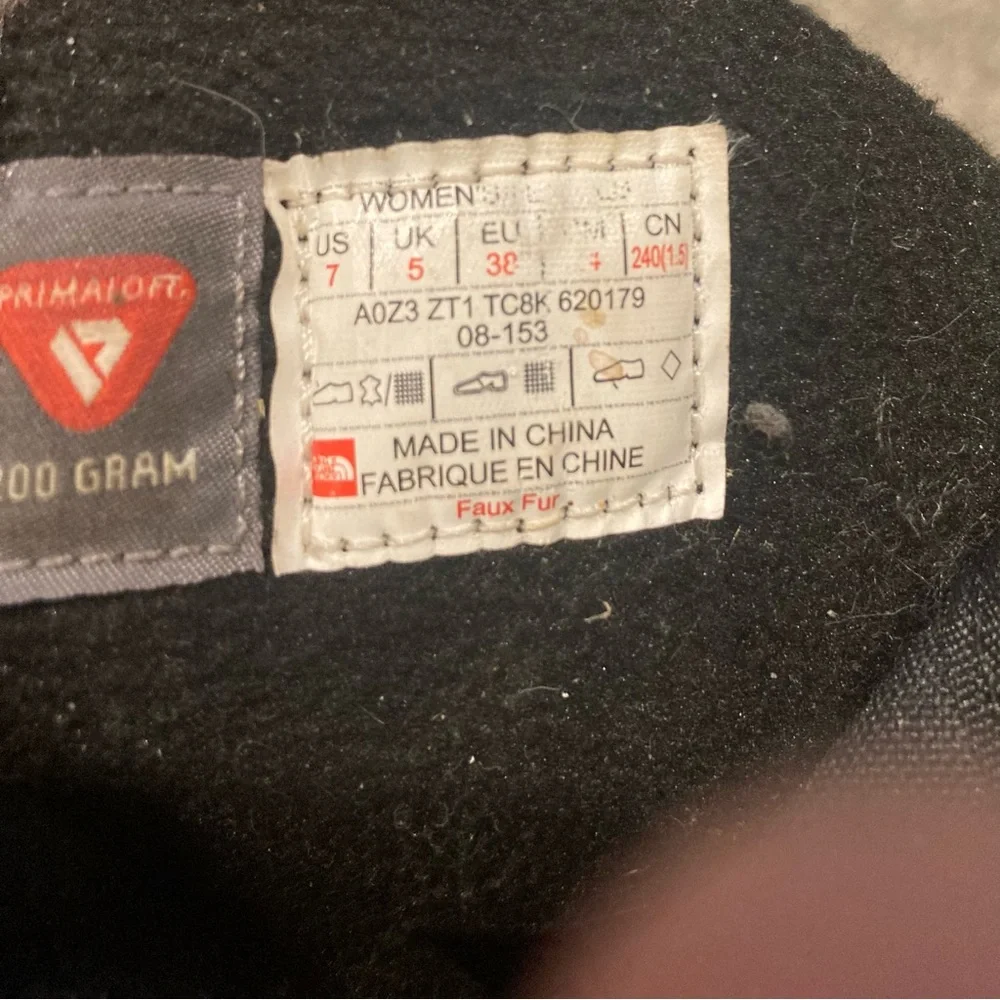 THE NORTH FACE Black Nuptse Purna PrimaLoft Tall Winter Boots- Size 7 - No Laces